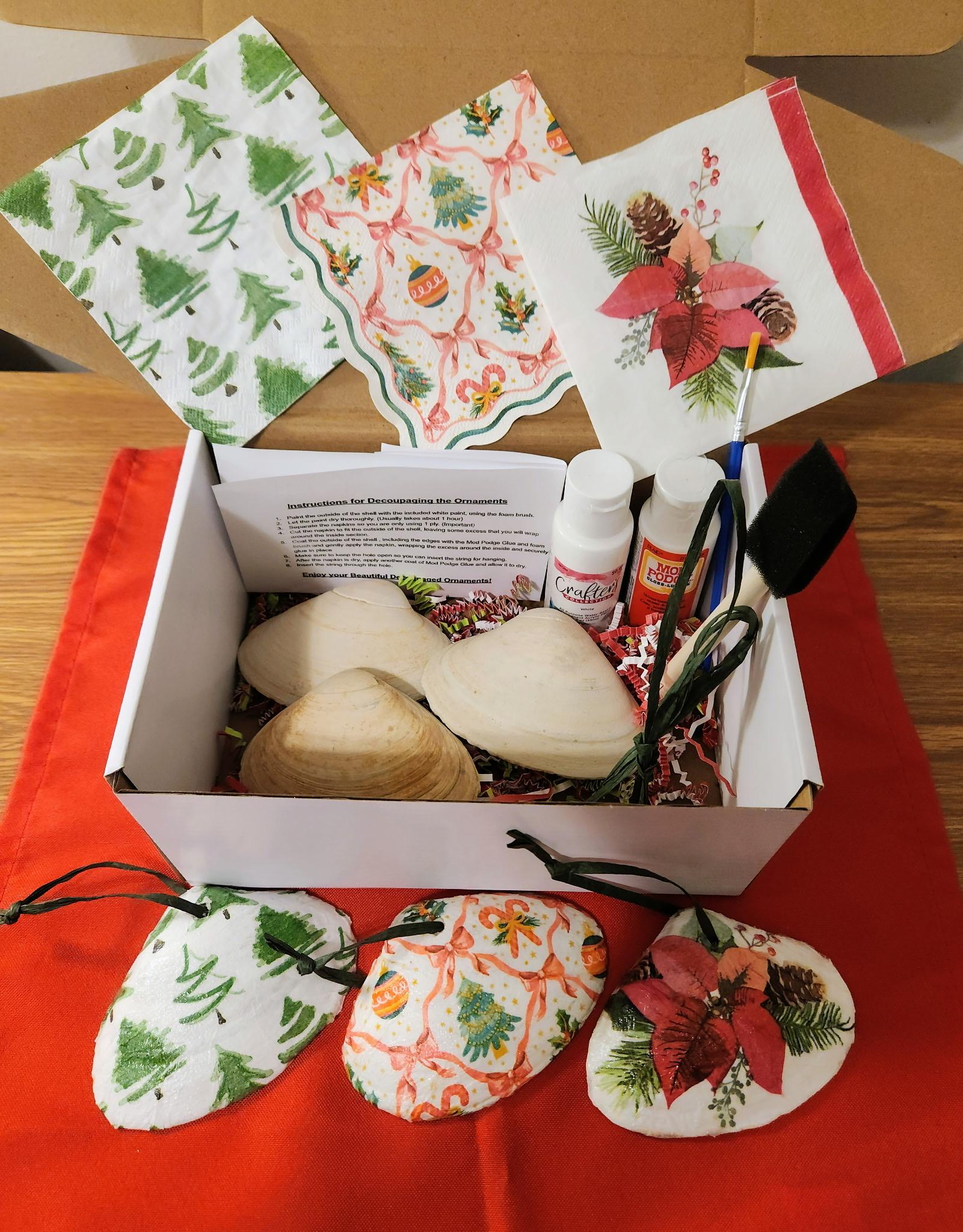 14 Easy Poinsettia Crafts for Kids 7 DIY Decoupage Clam Shell Christmas Ornament Kit with Holiday Themed…
