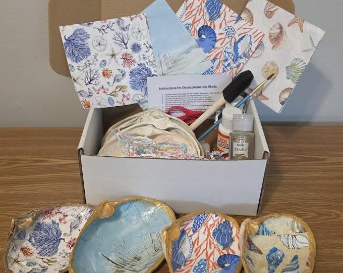DIY Decoupage Clam Shell Kit | Coastal Decor Art Project