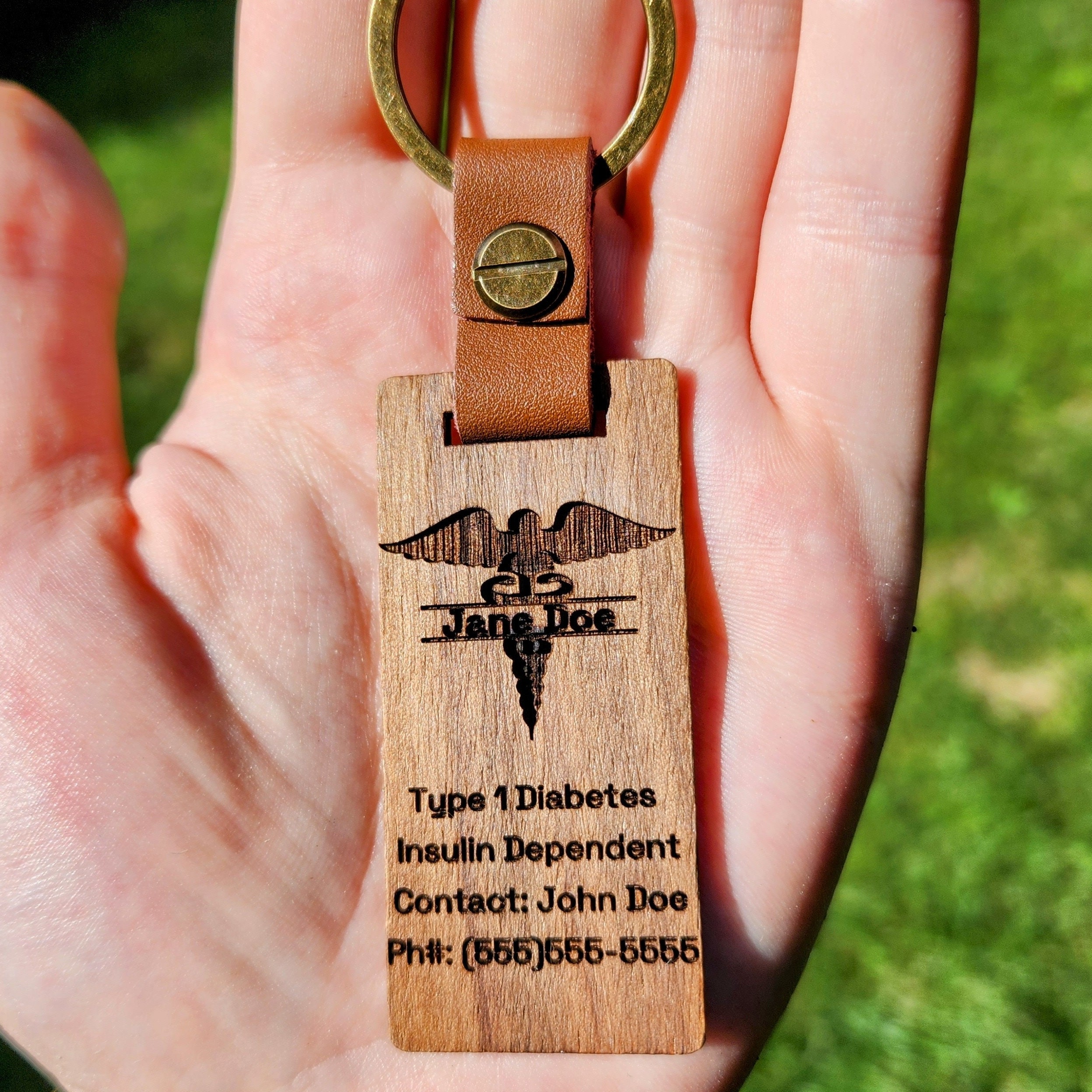 Engraved Medical ID Keychain Emergency Information Keychain Tag