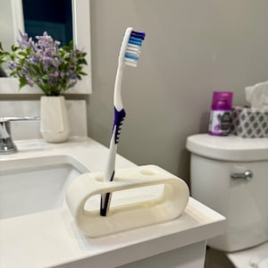 3D Printed Toothbrush Holder Holds Two Toothbrushes Minimalistic Design Functional 3D Print PLA Filament