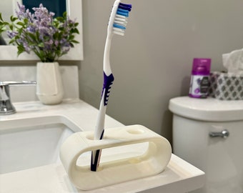 3D Printed Toothbrush Holder Holds Two Toothbrushes Minimalistic Design Functional 3D Print PLA Filament
