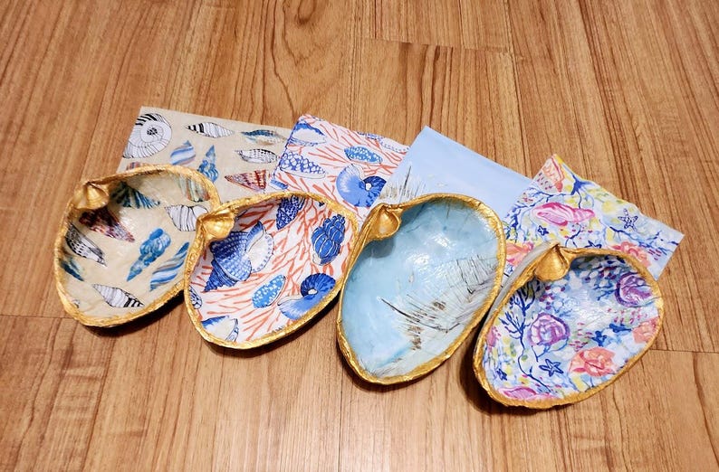 DIY Decoupage Clam Shell Kit | Coastal Seashell Craft Kit With Ocean ...