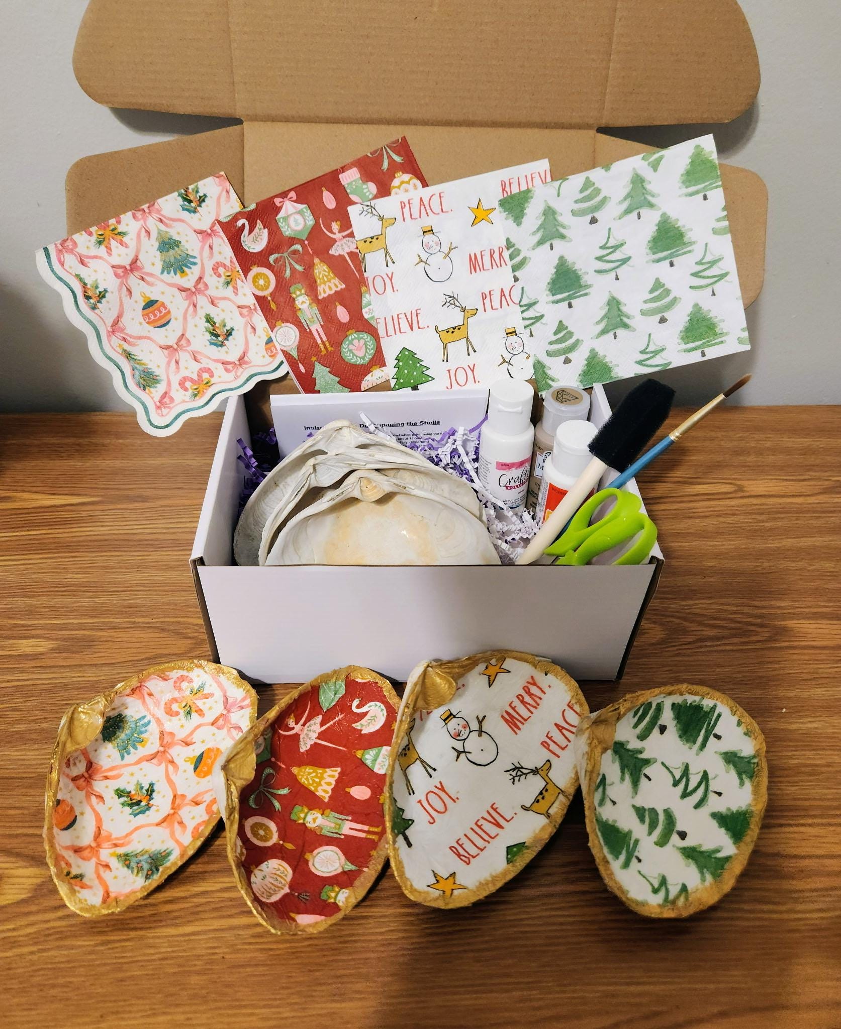 DIY Decoupage Clam Shell Kit Christmas Seashell Craft Kit with…