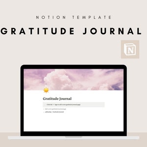 Minimal Notion Gratitude Journal, Daily Gratitude Journal Morning Routine, Notion Template, Digital Gratitude Journal, Wellness Journal