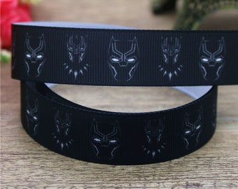 Black Panter Movie Inspired Printed Grosgrain Ribbon 7/8" Wide BP041218