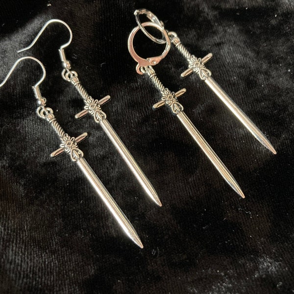Ornate Sword Dangle Earrings