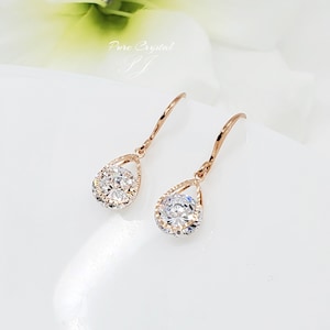 Teardrop dangle Crystal Earrings Bridesmaid Wedding Gift, Handmade bridesmaid earring gift