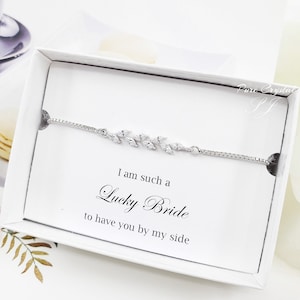 Leaves  Cubic Zirconia Crystal Bracelet • Delicate Bracelet  Bracelet Femme Wedding Bracelet Adjustable bridesmaid Bracelet Gift