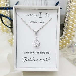 Druppelvormige eenvoudige zirkonia ketting voor elegante look bruiloft bruidsmeisje sieraden halsketting, bruidsmeisje cadeau