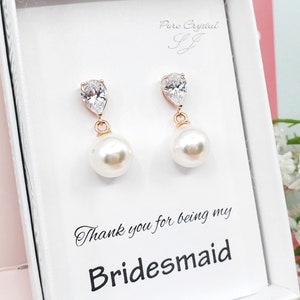 Dainty Pearl Earrings for Romantic Bride 10mm Creamy Pearl 925 SILVER POST, Bridesmaid Earrings, Bridesmaid Earrings Gift,