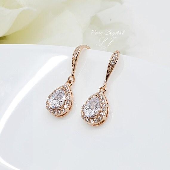 Orecchini a goccia con cristalli di zirconia cubica, eleganti gioielli