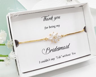 Flower Cubic Zirconia Adjustable bridesmaid Bracelet Gift