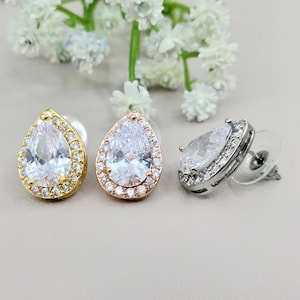 Elegante Tropfen Ohrringe Gold, Roségold, Silber CZ Ohrstecker für Hochzeiten & besondere Anlässe