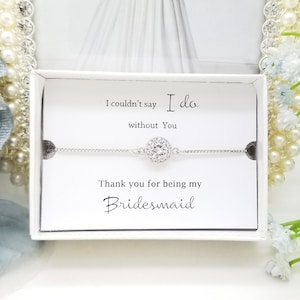 Bracelet réglable Halo plat pour mariage, bracelet de demoiselle d'honneur, cadeau bijoux de demoiselle d'honneur image 4