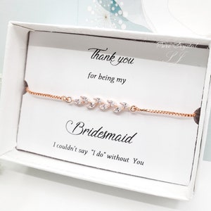 Leaves  Cubic Zirconia Adjustable Bridesmaid Gifts, Minimalist CZ Wedding Bracelet Wedding jewelry gift Gift