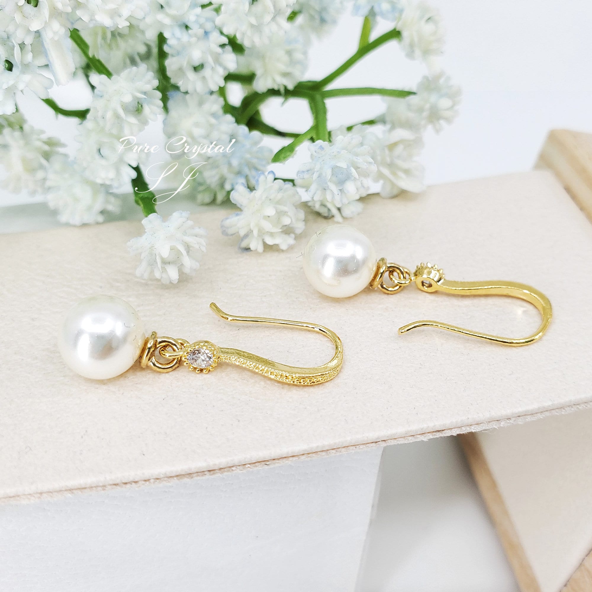 Stile Dangle Un Grado D'acqua Dolce Orecchini Perla Con Strass Bianco - Foto 11