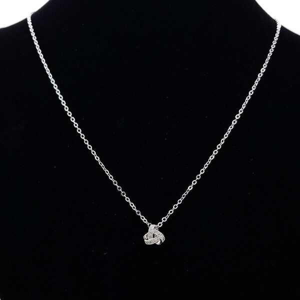 SILVER Tie the Knot Necklace with Cubic Zirconia , Bridesmaid Necklace jewelry gift