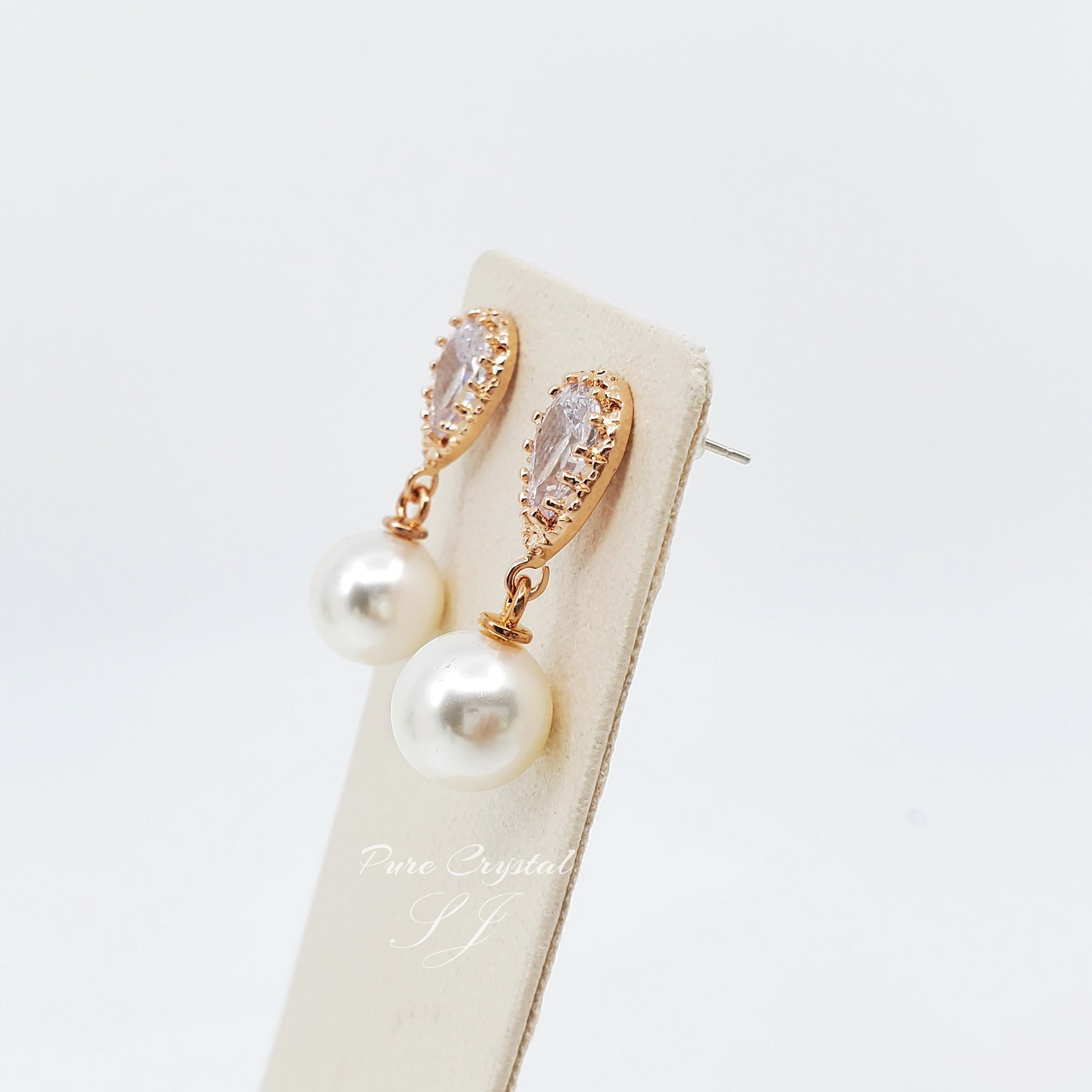 Orecchini A Goccia In Oro 9 Carati Con Zircone Cubico, 6x4 Mm, Fatti A Mano UK, In Confezione Regalo