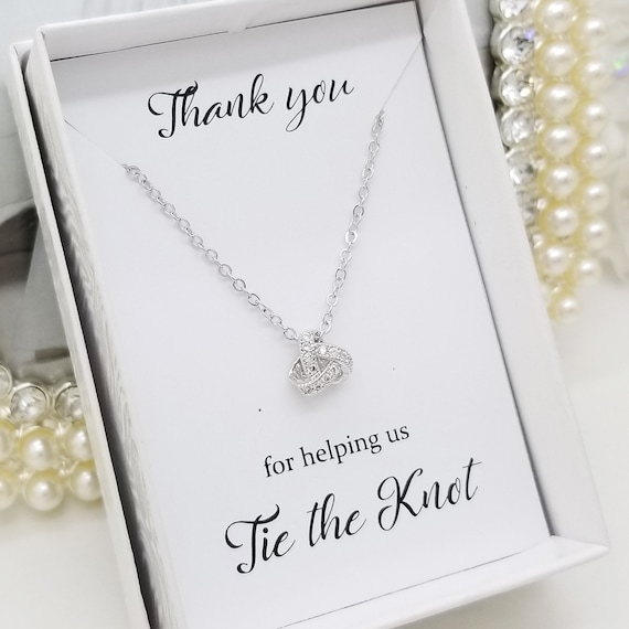 SILVER Tie the Knot Necklace With Cubic 