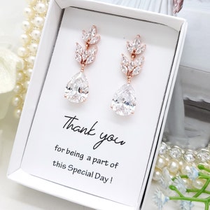 Druppelvormige zirkonia sieraden bruidsmeisje, bruidsoorbellen, bengeloorbel, bruidsmeisje, geschenkdoos,