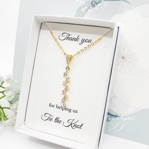 Long Leaves Cubic Zirconia Pendant  Necklace for bridesmaid, Bridesmaid Jewelry gift
