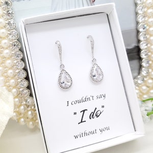 Teardrop Crystal Earrings with Crystal Ear Wire , Bridesmaid earrings Gift