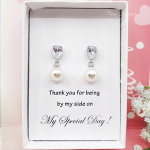 Dainty Pearl Earrings for Romantic Bride 8mm Creamy Pearl 925 SILVER POST Bridesmaid Earrings, Bridesmaid Earrings Gift,