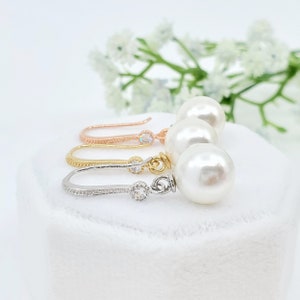 Elegant Pearl dangle 10 mm Bridesmaid Earrings,Custom personalized bridesmaid Earrings Gift,