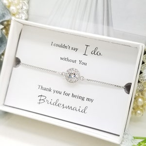 Pulseira de cristal Halo, presente para pedido de casamento, joias sentimentais com cartão, ideia de presente para festa de casamento
