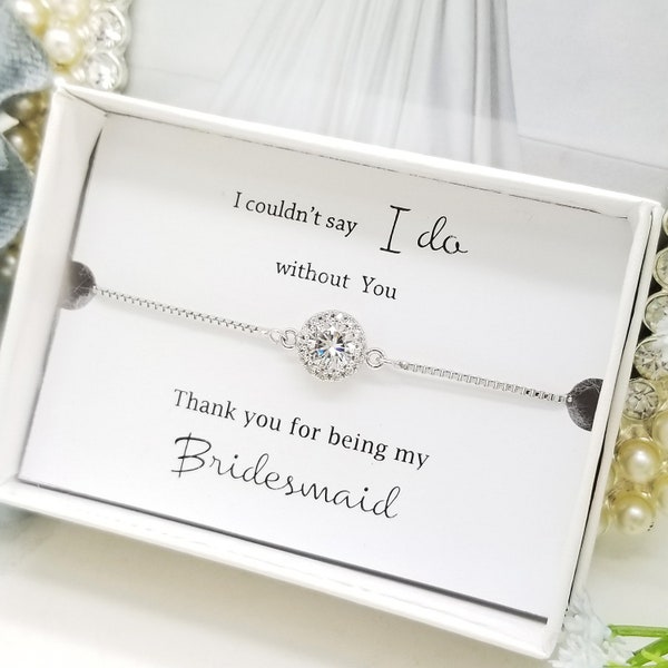 Weddings Flat Halo Slide Adjustable Bracelet ,Bridesmaid Bracelet, Jewelry  bridesmaid gift gift