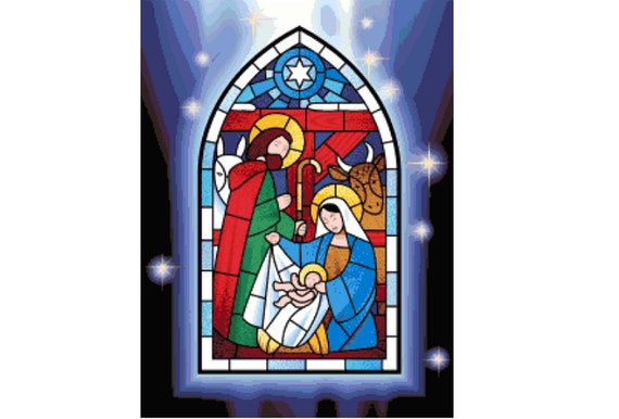 キリストの誕生クロスステッチパターン：キリスト教のステンド