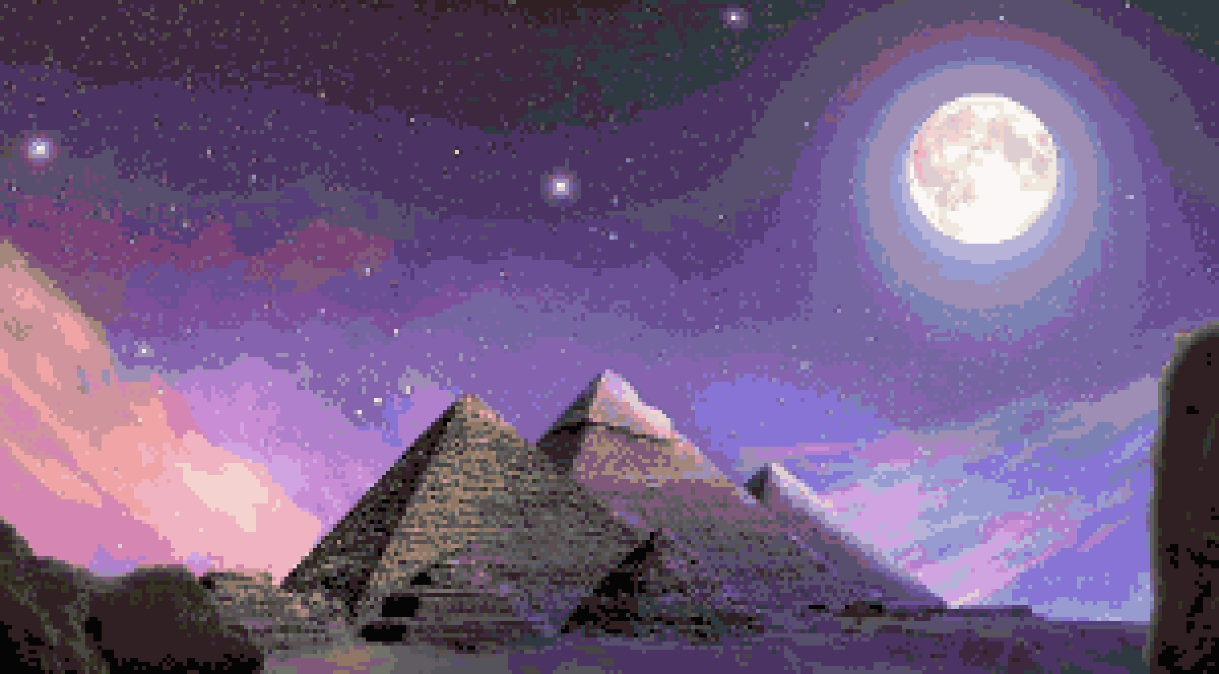 Pyramids at Night: Ancient Egyptian Starlit Scenic Art