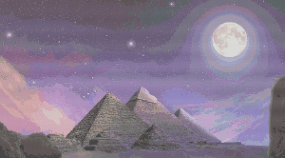 Pyramids at Night: Ancient Egyptian Starlit Scenic Art