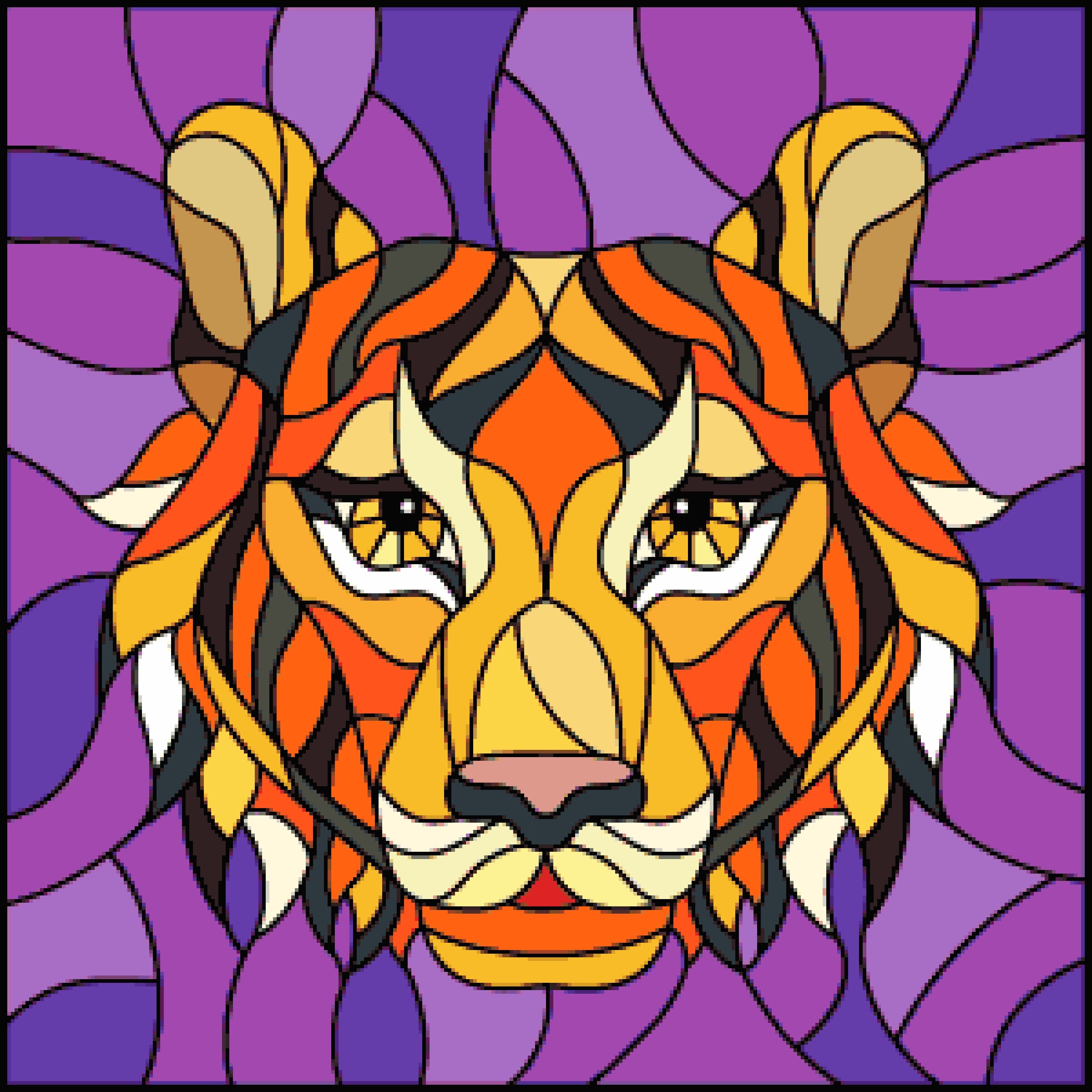 Tiger Glass Window Cross Stitch Pattern: Stain Glass Animal | Etsy