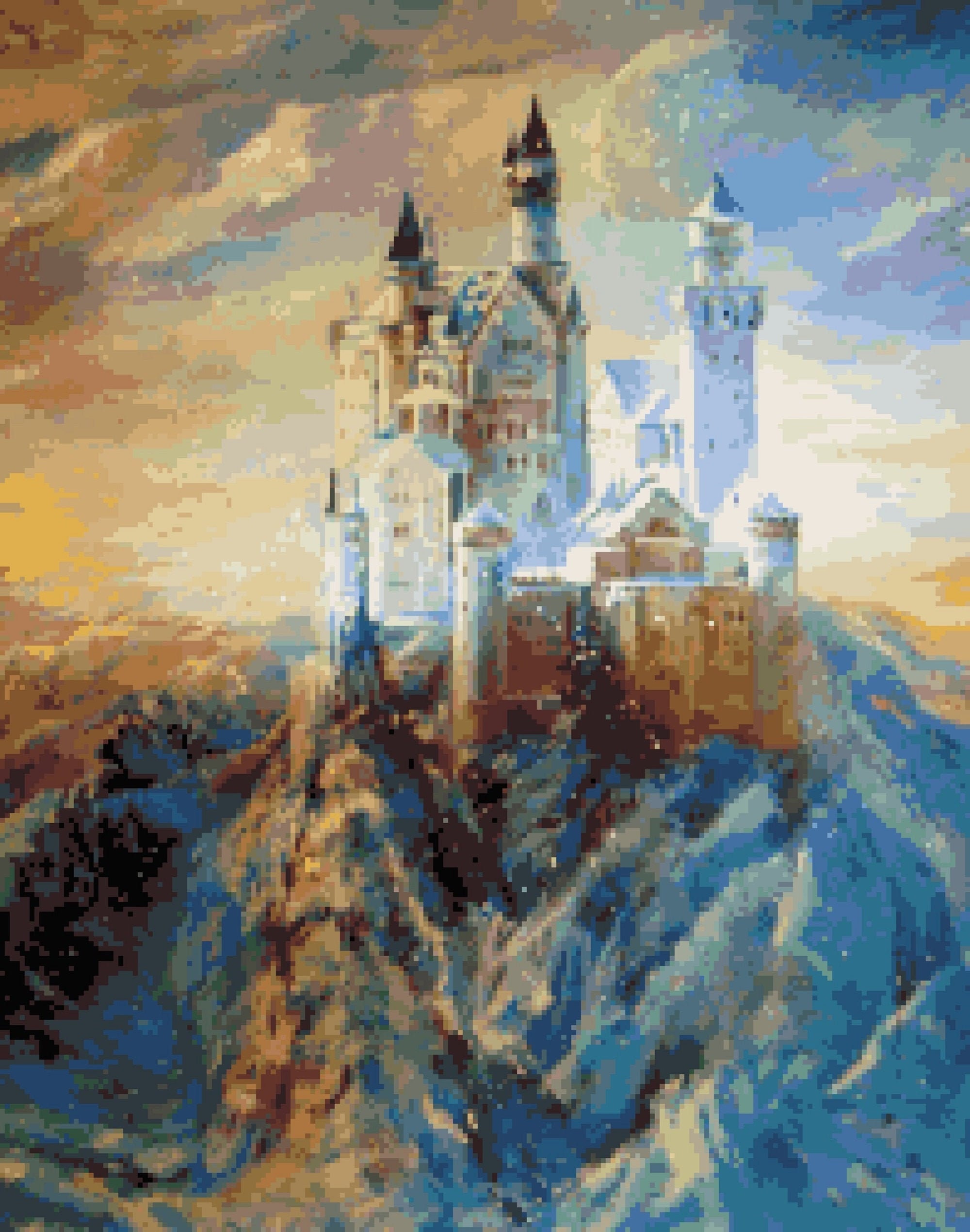 Fairytale Castle Cross Stitch Pattern: Colorful Wintry Fantasy Scene Pixel  Art Image Scenic Winter Landscape PDF Download Pattern - Etsy