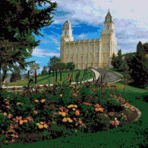 Manti Temple: LDS Church Inspired Cross-stitch Pattern, Pixel Art Image, Perler Bead Work Design