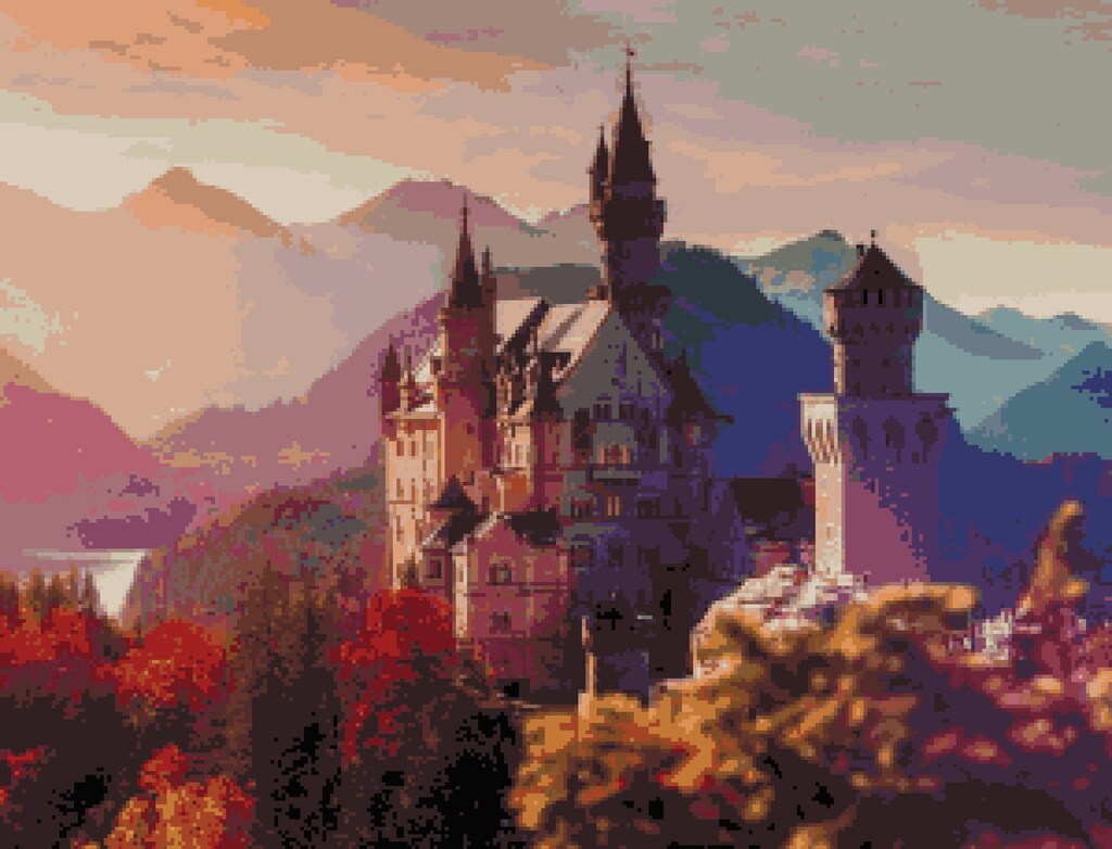 Pixxprint Stampa Su Tela Castello Di Neuschwanstein 70x70 Cm - Made In Germany