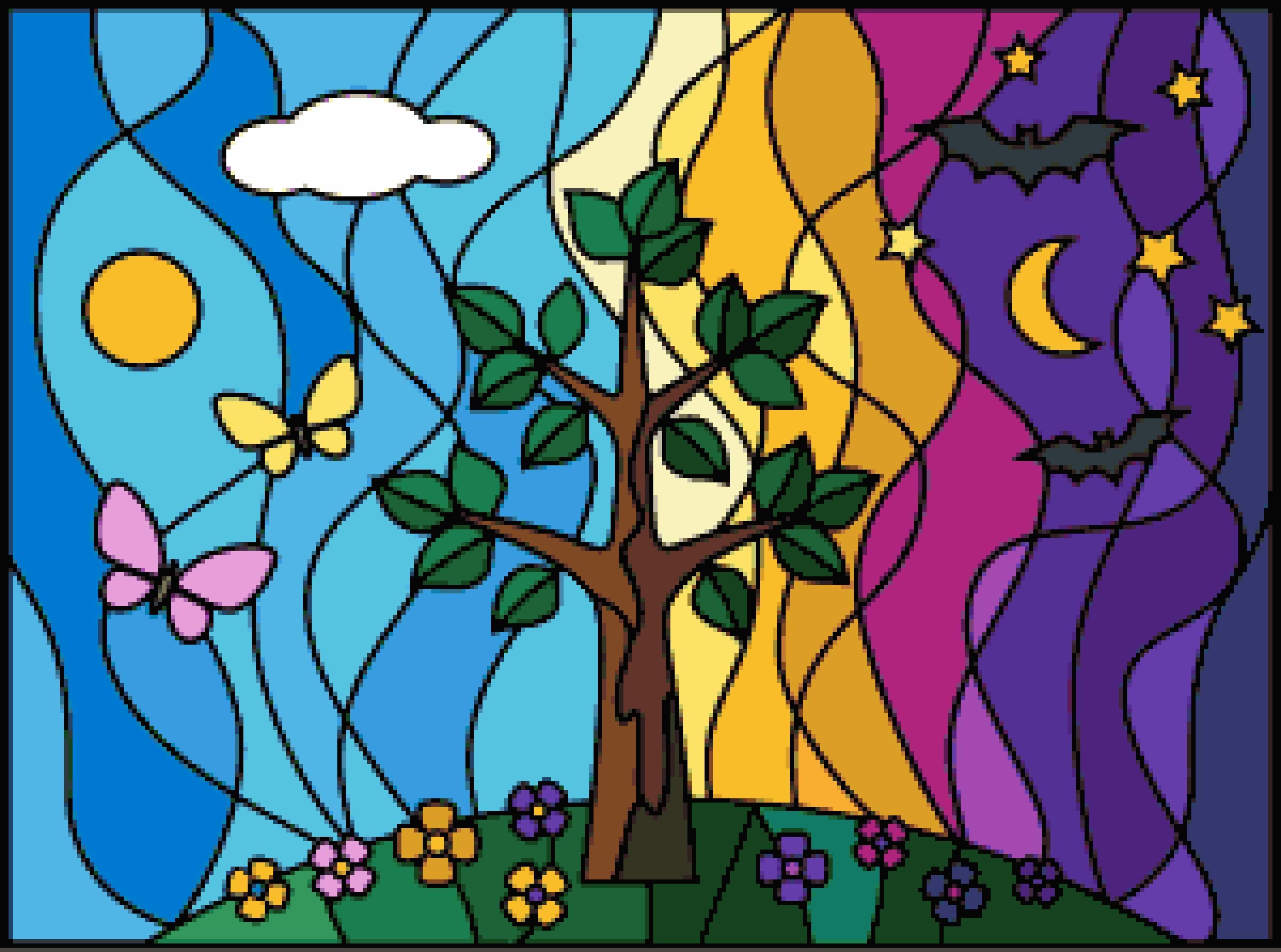 Nature stained glass design naxremango