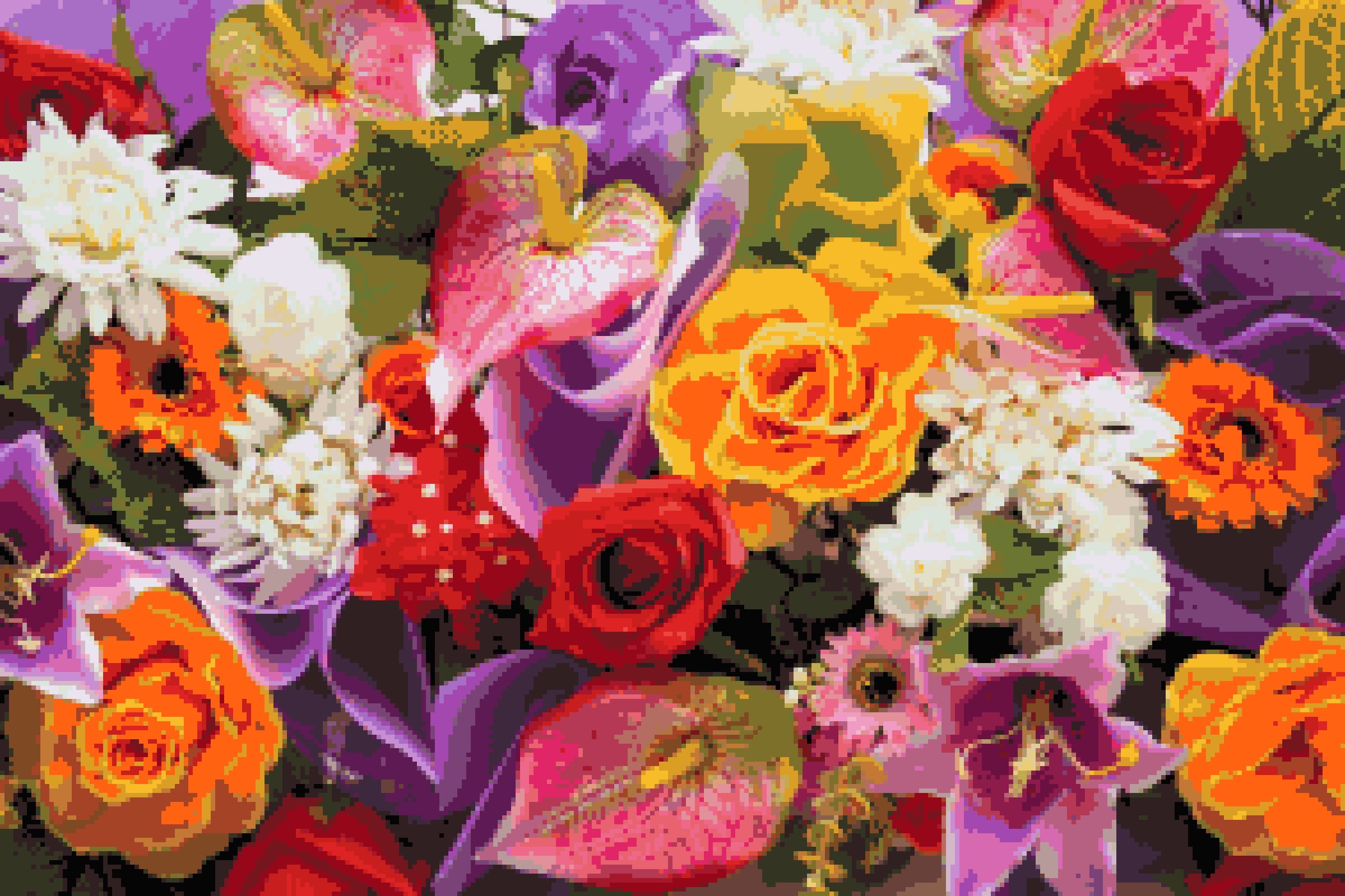 Spring Flowers Collage Cross Stitch Pattern: Colorful Flower