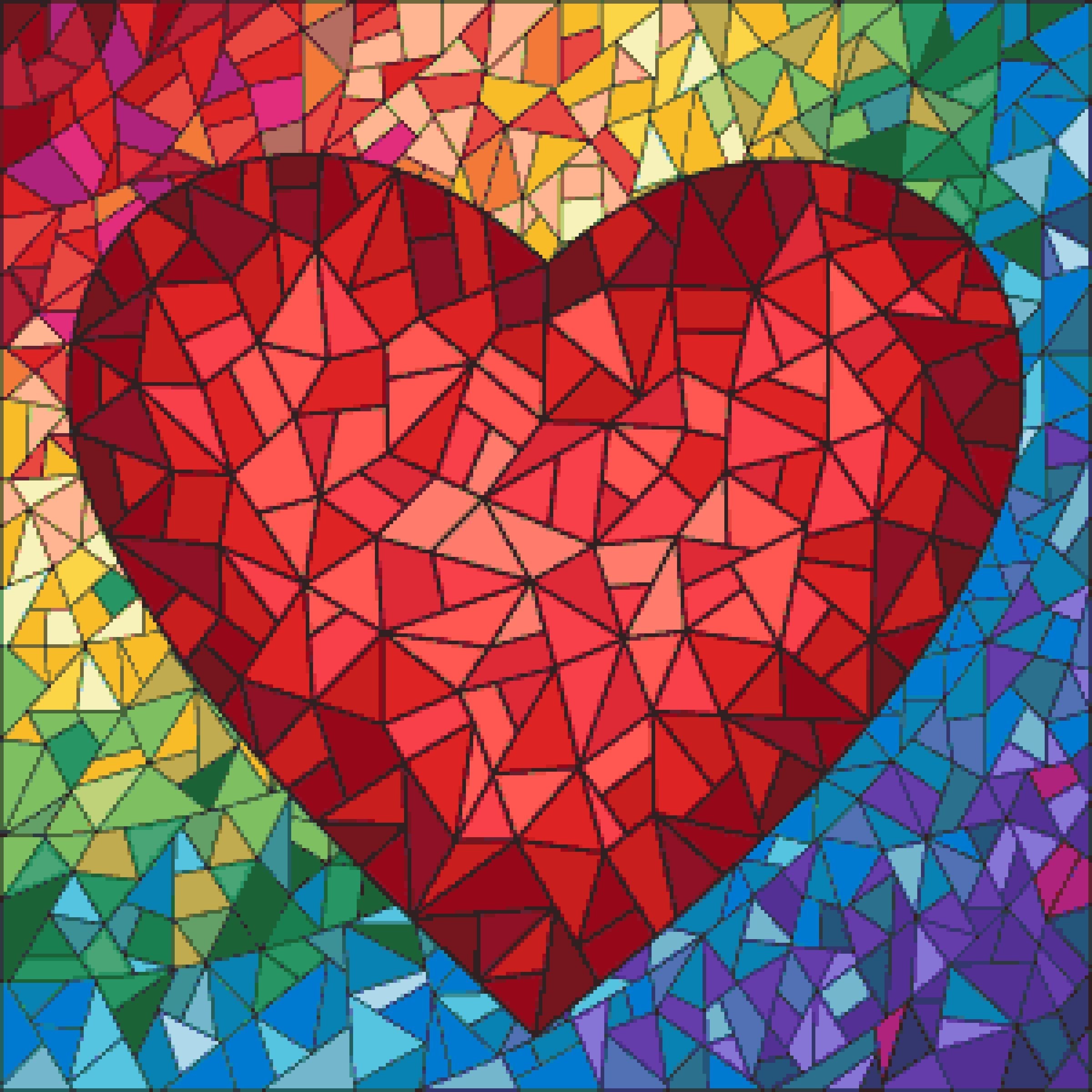 Radiant Heart Romantic Stain Glass Window Inspired Etsy