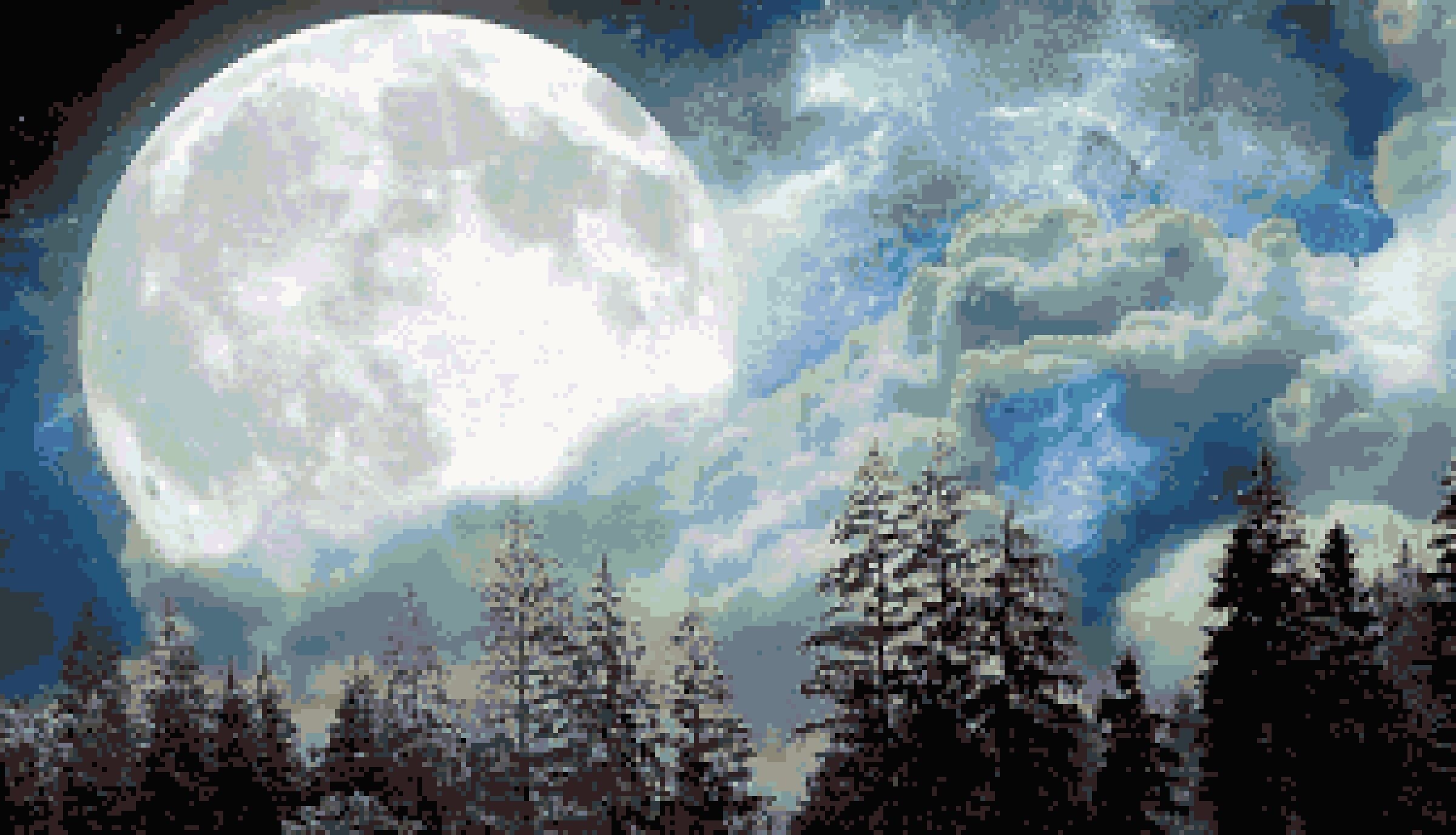 Lunar Magic: Massive Moon Nature Scene Cross-stitch Pattern