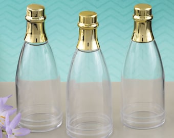 Blank Acrylic Mini Champagne Bottles with Gold or Silver Foil Lid, Mini Champagne Bottle Favors