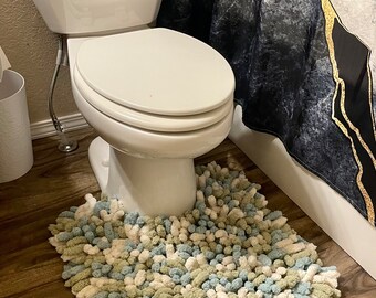 Shaggy Toilet Mat Spotted Custom Bath Mats, long and thick bathroom mats, long bathroom mat, long bathroom mat, washable bath