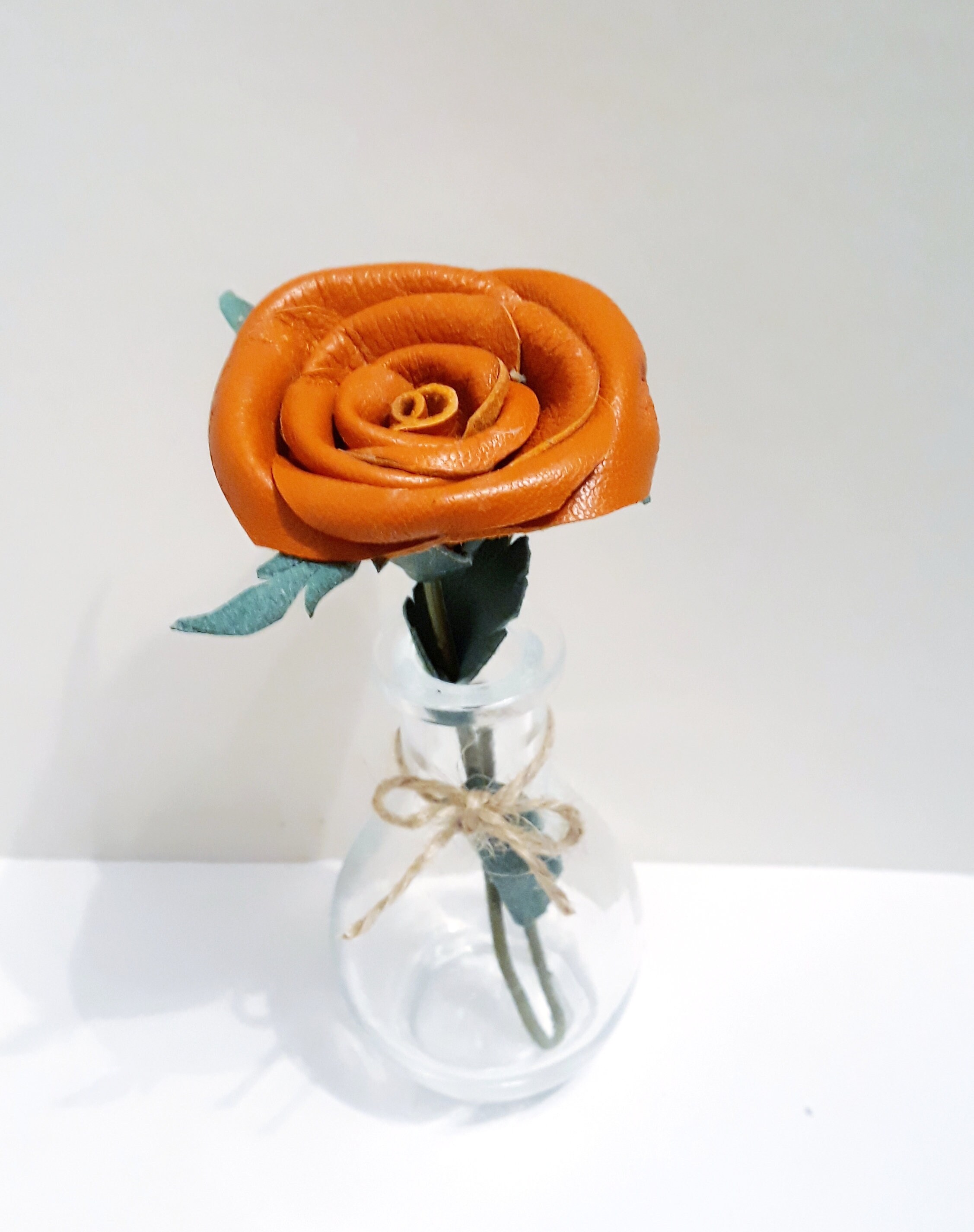 Third Leather Wedding Anniversary Gift gold Leather Rose Long Etsy