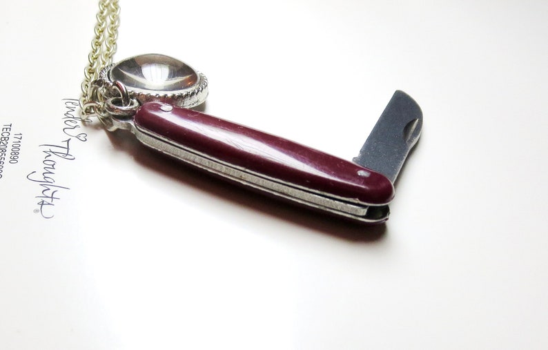Silver leaf knife pendant necklace miniature knife necklace Etsy
