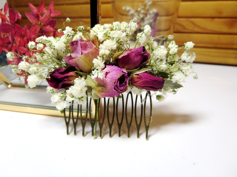 Baby S Breath Comb Rustic Wedding Hair Comb Wedding Etsy
