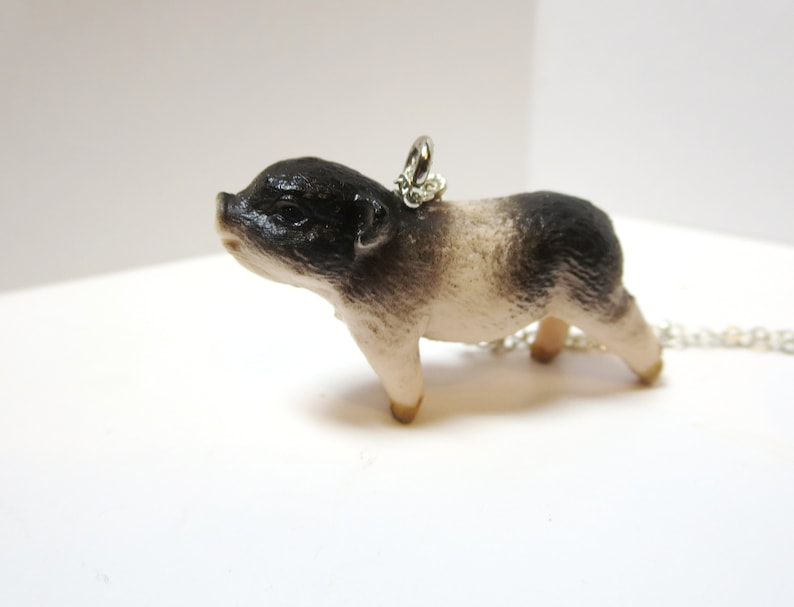 animal lover Little  piglet necklace miniature figurine Personalized Gift Llama necklace resin animal necklace piggy pig necklace