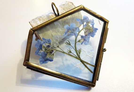 Forget Me Not Pressed Flowers Art Marigold Dried Flowers Art 