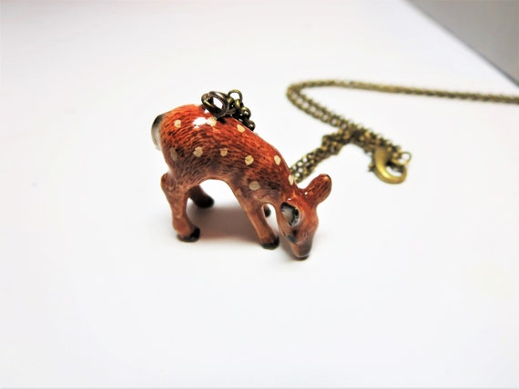 Unicorn Horse fox necklace,mother day gift Porcelain Bunny Rabbit Pendant Burro Donkey necklace Ceramic Bambi necklace fox necklace