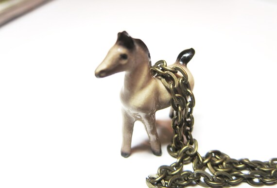 Unicorn Horse fox necklace,mother day gift Porcelain Bunny Rabbit Pendant Burro Donkey necklace Ceramic Bambi necklace fox  necklace